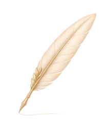 Schreibfeder Wüstenschreibtisch Eine türkise Feder mit goldenen Ornamenten im Kiel